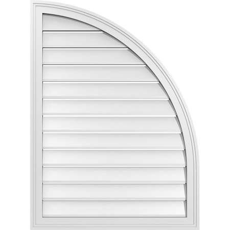 Quarter Round Top Right Surface Mount PVC Gable Vent W/ 2W X 2P Brickmould Sill Frame, 28W X 38H